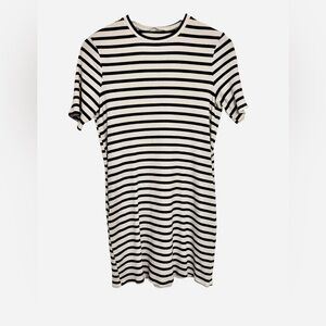 {Reformation Jeans} Black & White Striped Crewneck Tee Dress Size S